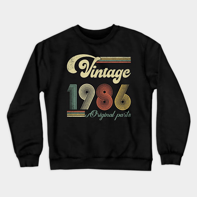 Retro Vintage 1986 38th Birthday Gift Men Women 38 Years Old Crewneck Sweatshirt by Whataboutyou Cloth